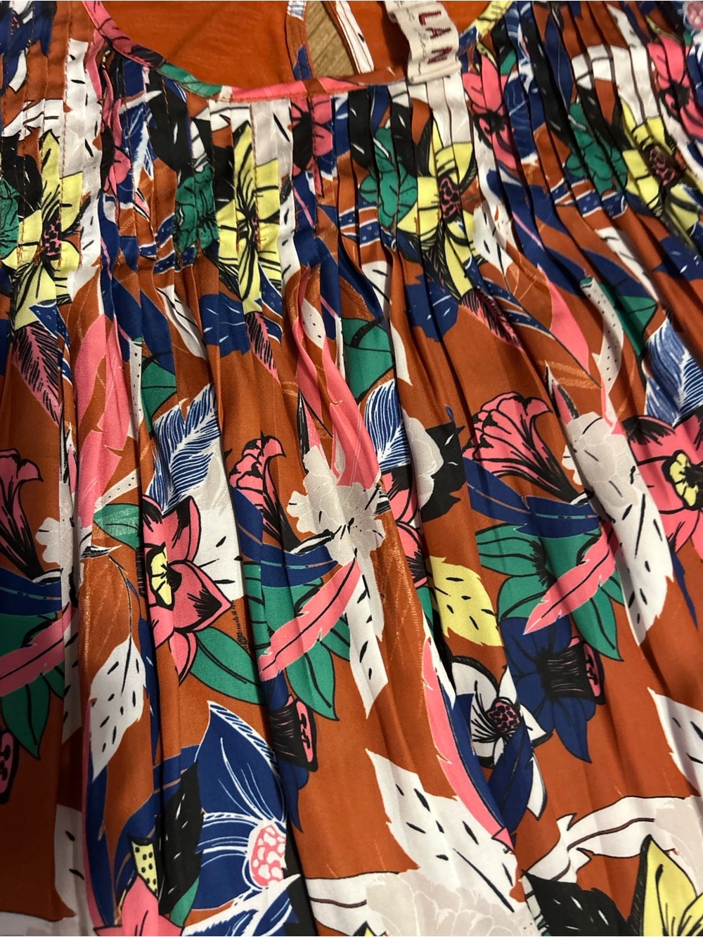 Anthropologie Dolan Short Sleeve Top Blouse Women Size Medium Orange Multicolor - Picture 2 of 4